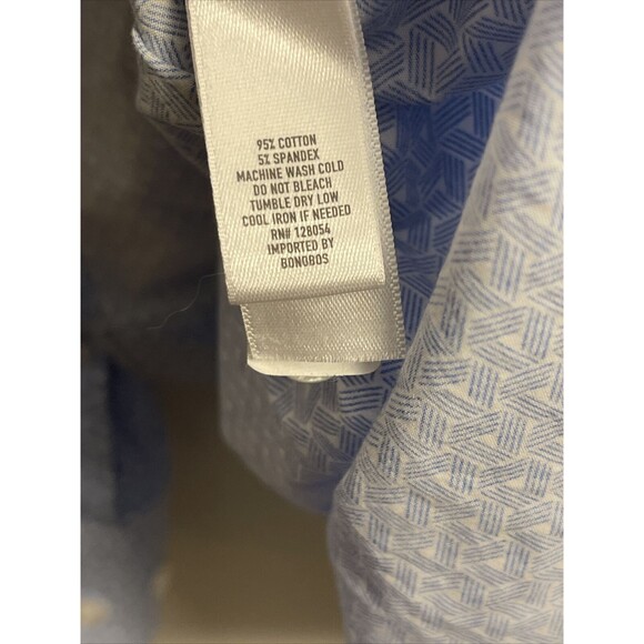 Bonobos Mens Button Down Shirt Size 16.5 Slim Fit Long Sleeve Blue Geometric - Picture 5 of 5